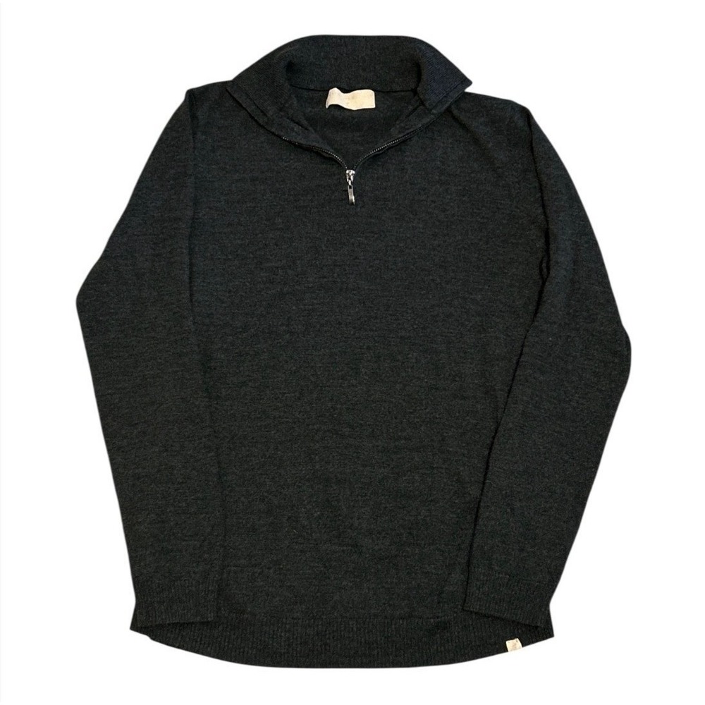 Weston Jon Boucher Sweater Merino Wool Blend 1/4 Zip Sweater Sz S Charcoal Grey
